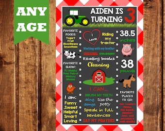 Farm Chalkboard Sign, First Birthday Chalkboard Poster, Farm Birthday Chalkboard Poster, Birthday Poster, Farm Party, Barnyard Chalkboard