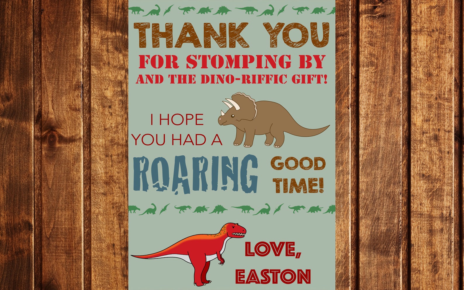 Dinosaur Thank You Card Dinosaur Thank You Note Dinosaur Etsy