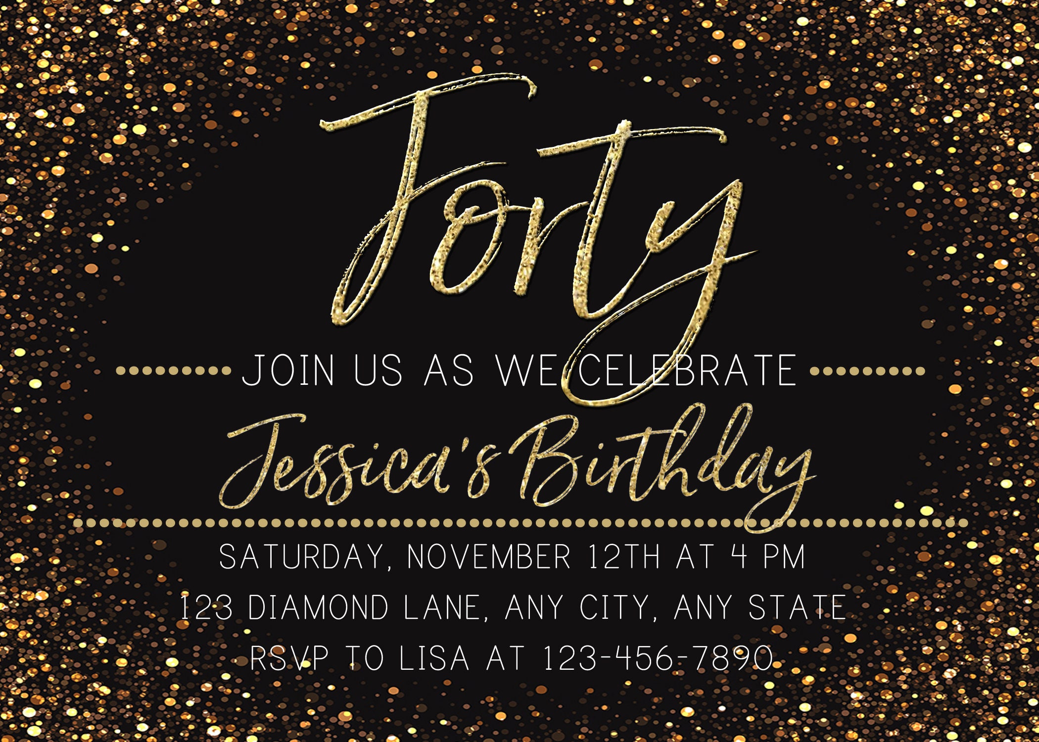 15th Birthday Invitation Gold Sparkle Invitation Girl 15th | Etsy