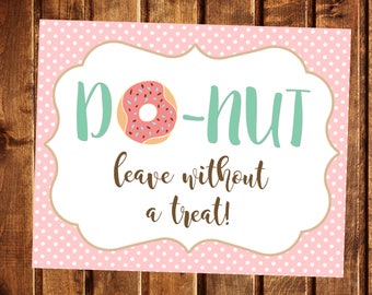 Donut Party Sign, Donut Birthday Sign, Donut Party Decorations, Treat Sign, Donuts Doughnuts, DIY Instant Download, Sprinkles, Table Sign