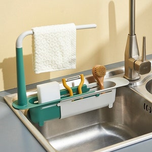 Kitchen Tools Drying Rack - Organizer Retractable Sink Rack Adjustable Soap Sponge Towel Holder Storage Basket Kitchen Organizer