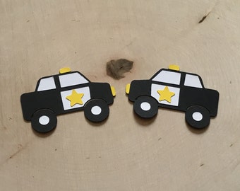 Police Car Die Cut Set of 4 | Party Decor | DIY Party | Scrapbook Embellishment | Made To Order