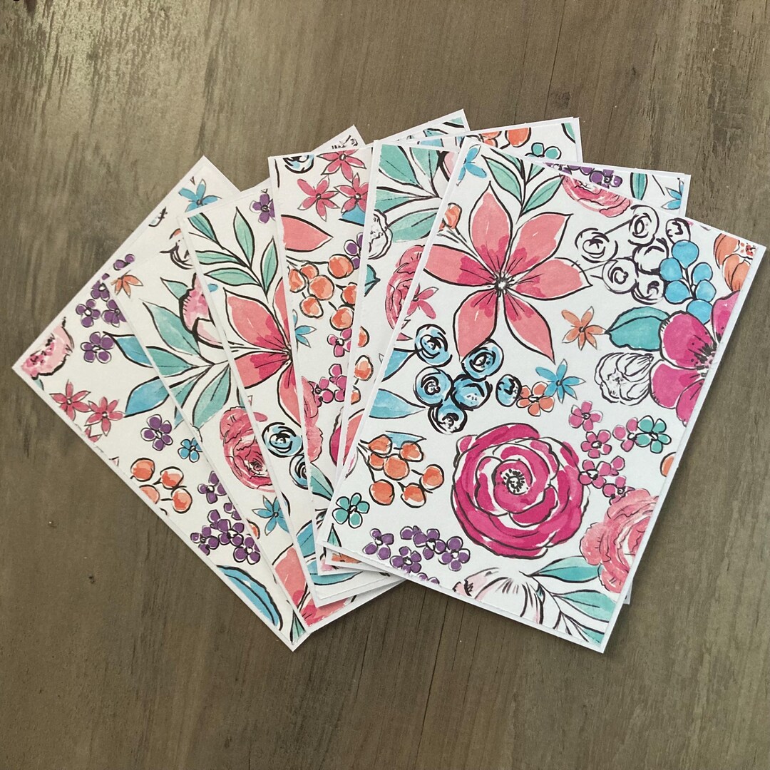 Watercolor Flowers Note Card Set - Blank Card Set of 6 - Etsy