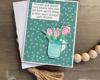 Friends Are Rare People Greeting Card | Floral Teacup Friendship Card | Encouragement Card | Any Occasion Card