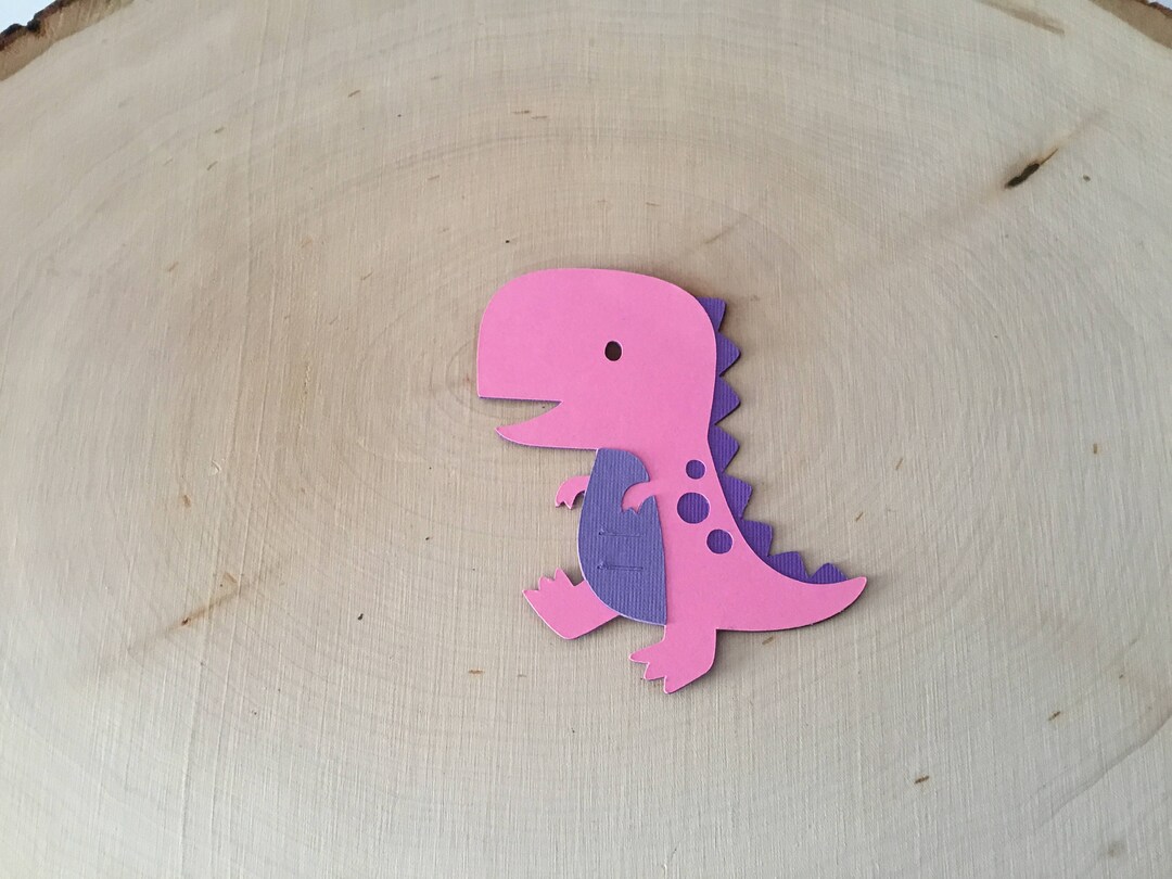 Pink and Purple Dinosaur Die Cut Set of 4 Scrapbook Etsy