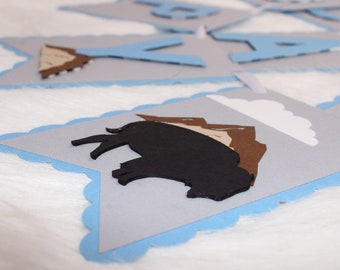 Grey and Blue Buffalo Party Banner | Baby Shower | Birthday Party | Western Party Banner | Name Sign | MADE TO ORDER