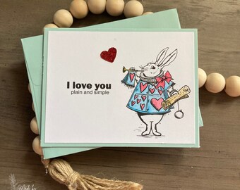Love You Plain And Simple Greeting Card | Valentine's Day Card | Love Card | Heart Rabbit