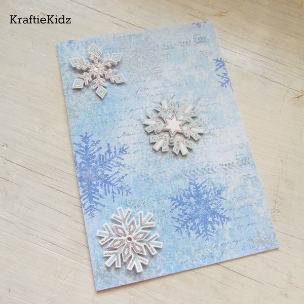Winter Snowflake Card, Christmas Card, 3D Snoflakes