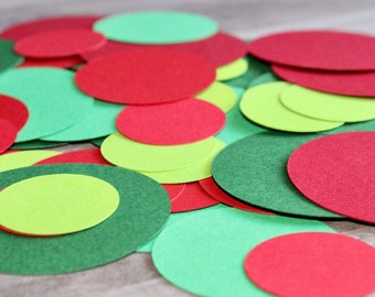 Red and Green Confetti | Christmas Party Confetti | Circle Confetti | Table Decor | 100 Pieces