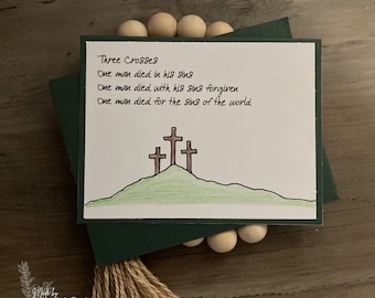 Three Crosses Easter Greeting Card | Christian Inspirational Card | Friendship Card