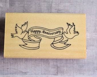 Happy Anniversary Rubber Stamp / Used Rubber Stamp