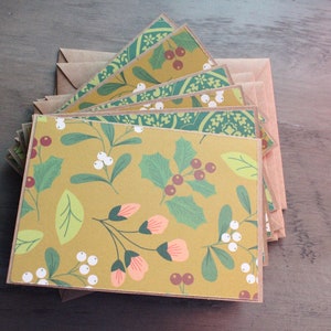 Christmas Floral Greeting Card Set - Thank You Cards - Set of 6