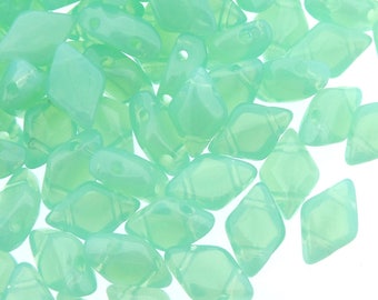 GemDuo Beads, GREEN AQUA OPAL, 8x5mm, Matubo, 10 grams (approx 70 beads), 2.5" Tube