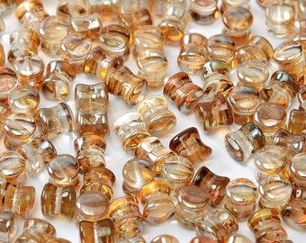 Crystal VENUS PELLET Diabolo Beads, Venus coating, Czech Glass 4x6mm, 50 pcs