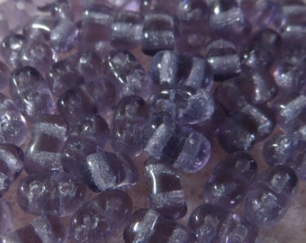 TANZANITE BIBO CZECH Glass Two Hole Beads, 5.5x2.8mm, approx 23 grams per tube w/hanging top