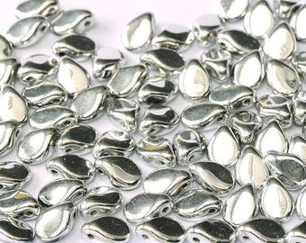 Preciosa Pip™ Crystal LABRADOR FULL beads, Silver coating, 5 x 7mm, 50 beads, clear hanging tube