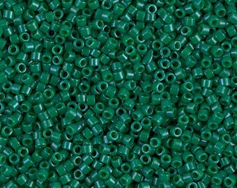 DB0656 Opaque Green Dyed, Miyuki Delica Cylinder Seed beads, 7.6 grams, 2-inch tube