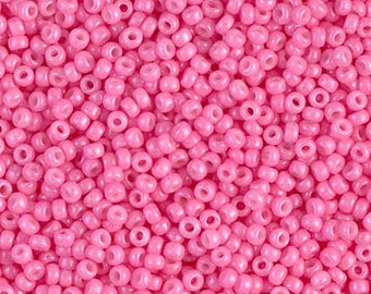 11-1385 CARNATION PINK Opaque MIYUKI 11/0 Seed Beads 10 grams, clear hanging 2.5 inch tube (approx 110 beads per gram)