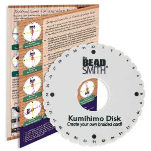 Kumihimo Braiding Disc by The Bead Smith, for round braiding, Jewelry designs and illustrated instructions included, BK1953