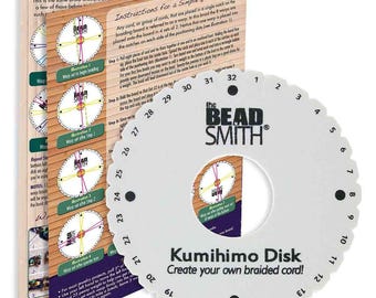 Kumihimo Braiding Disc by The Bead Smith, for round braiding, Jewelry designs and illustrated instructions included, BK1953