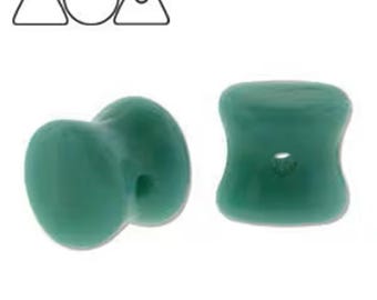 Czech Glass Pellet Beads 4x6mm: Turquoise Green, Labrador Silver, 30pcs, 1 strand