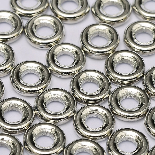 LABRADOR FULL, Silver Czech Glass Rings Donuts, 10mm,