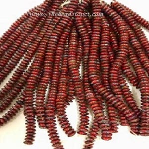 CzechMates LENTILS, Opaque RED PICASSO, 2 hole center drilled 6mm, 50 beads per strand
