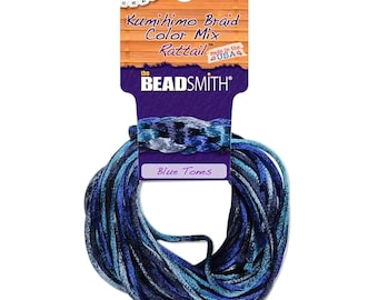 Rattail Silk Cord 2mm BLUE TONES - 4 colors, 12 yards (3 yards each color)