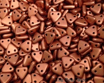 CzechMates™ Matt Metallic Copper Triangles 6mm 2-hole, 10 grams