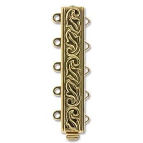 Flourish Relief, Swirl Etched Clasp, Elegant Elements, 23 kt Gold-Plated, High-Quality German made slide clasp, spring tongue mechanism