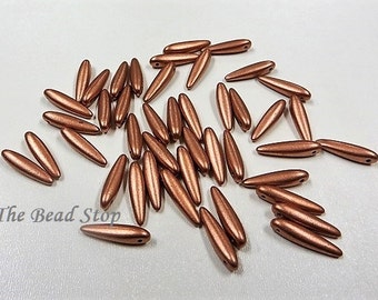 Preciosa Thorn™ Bead 5 x 16mm Vintage Copper Thorn, Dagger, Spike one hole side drilled beads, 25 pieces