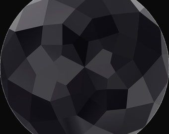 Swarovski 1400 Dome Round Stone Jet Black 18mm, 90 faceted points, Platinum-colored Pro Foiled (1 piece)