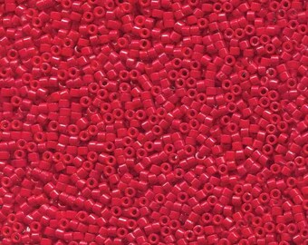DB791 Bright Red Miyuki Delica Seed Beads: Semi Frosted Opaque, 7.8 grams