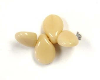 Preciosa Pip Beads: Ivory Opaque Czech Glass, 5x7mm (50 beads)