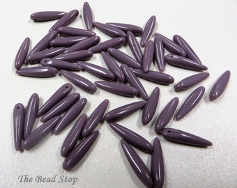 Preciosa Thorn™ Bead 5 x 16mm Opague Violet Lilac,Thorn, Dagger, Spike one hole side drilled beads, 25 pieces