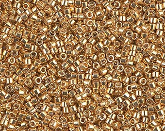 DB0410 Galvanized Yellow Gold, Miyuki Delica Cylinder Seed beads, 7.6 grams, 2-inch tube