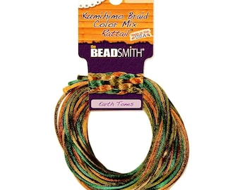 Rattail Silk Cord 2mm EARTHTONES - 4 colors, 12 yards (3 yards each color)