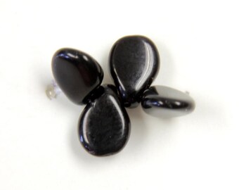 Preciosa Pip™ JET Black beads, 5 x 7mm, 50 beads, clear hanging tube
