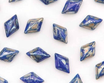 GemDuo, ROYAL BLUE PICASSO, Matubo, 8x5mm, 10 grams (approx 70 beads)