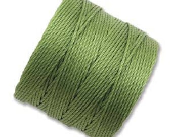 S-Lon Superlon #18, Tex 210, AVOCADO Green Twisted Nylon Bead Cord 77 Yard Spool Bobbin