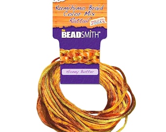 Rattail Silk Cord 2mm COOL TONES - 4 colors, 12 yards (3 yards each color)