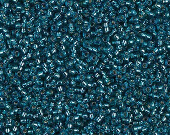 Miyuki 1424 Silver Lined Teal 11/0 seed beads, 10 grams