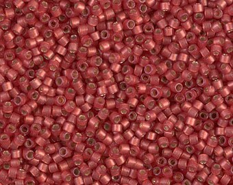 DB2173 Duracoat Semi-Frosted Silver Lined Light Watermelon, Miyuki Delica Cylinder Seed beads, 7.6 grams, 2-inch tube