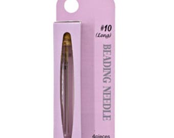 TULIP® Needles, Size 10 Long, 4 needles, packaged corked glass vial, Gold tipped, rounded eye for strength