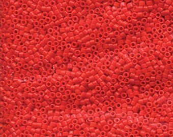 DB0727 Opaque VERMILLION Red, Miyuki Delica Cylinder Seed beads, 7.6 grams,