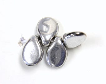 Preciosa Pip Crystal Beads: Labrador Silver Coating, 5x7mm (50 beads)
