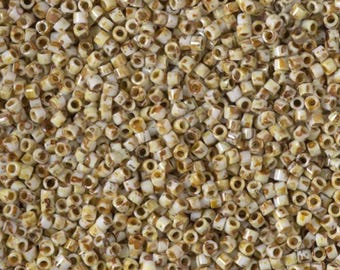 DB2262 OP Yellow Picasso, Miyuki Delica Cylinder beads, 7.8 grams