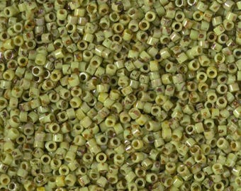 DB2265 OP Chartreuse Picasso, Miyuki Delica Cylinder beads, 7.8 grams