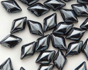 GemDuo Beads, Jet Hematite, Matubo, 8x5mm, 10 grams (approx 70 beads)