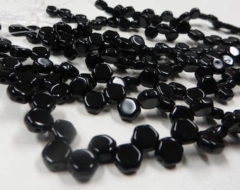 HONEYCOMB JET Black Beads, 6mm, 30 beads per strand